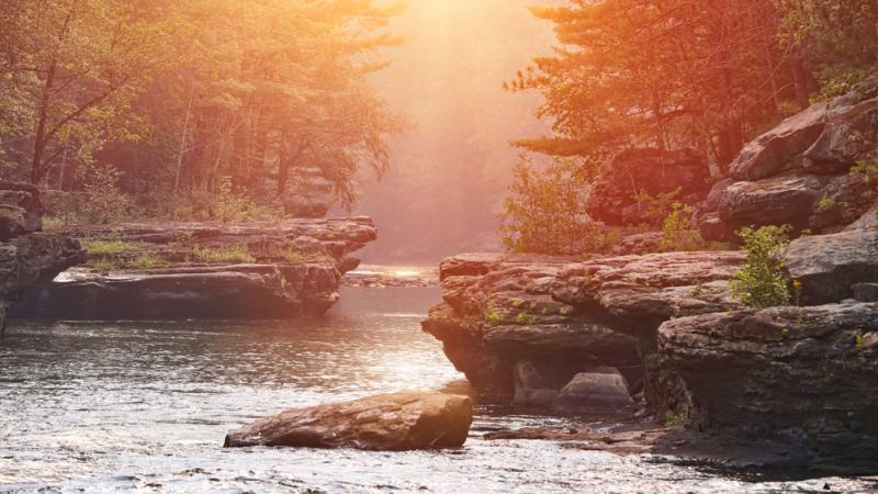 Wildfire smoke at the Kettle River in Banning State Park