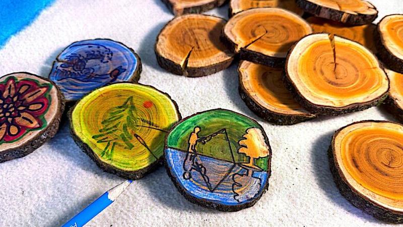 Buckthorn tree medallions colored on for crafts