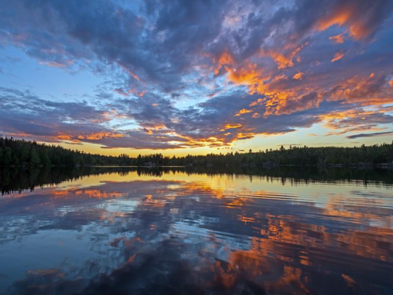 sunset over a lake in the Boundary Waters Canoe Area